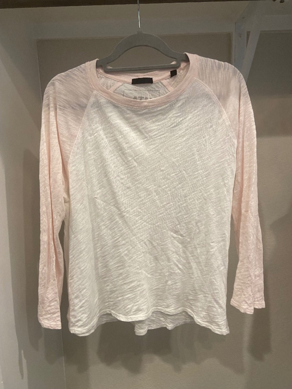 ATM Anthony Thomas Melillo Pink and White Slub Jersey 3/4 Sleeve, Size S